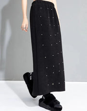 Rhinestone Studded Midi Skirt with Back Split - Elegant, Statement Piece-SimpleModerne