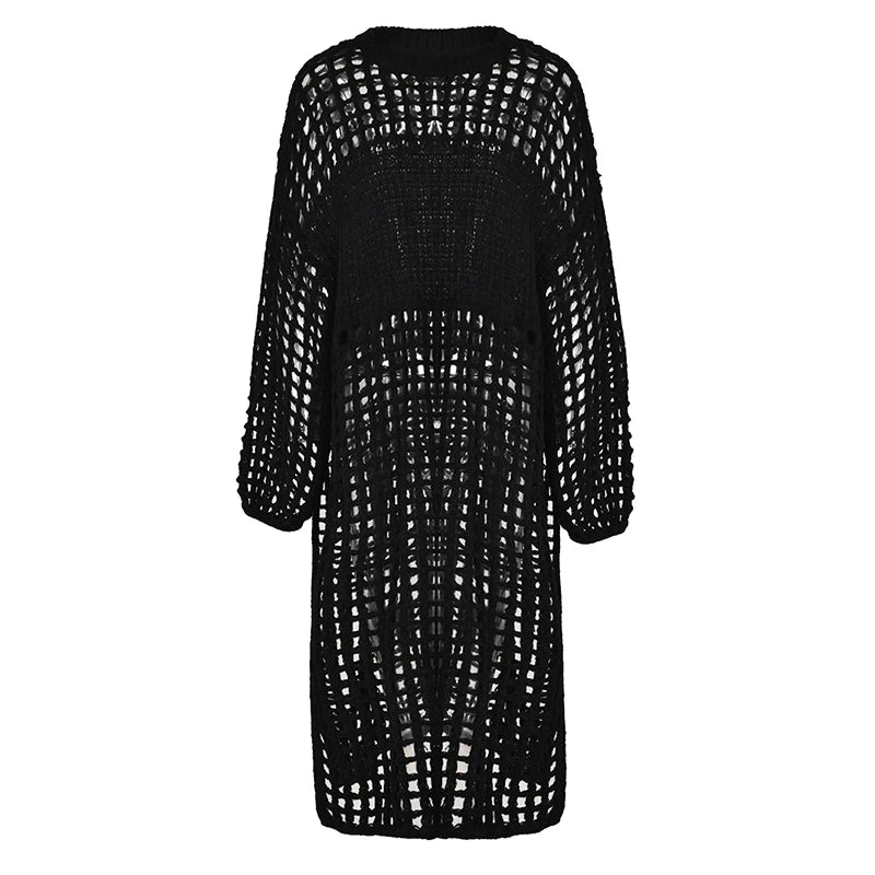 Gothic Net Knitted Pullover Dress-SimpleModerne