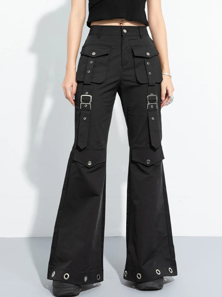 Casual Minimal Goth Trendy Cargo Trousers-SimpleModerne