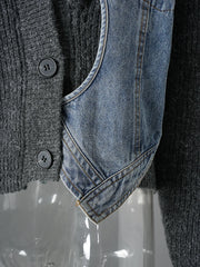 Denim & Knit Hybrid Cardigan-Jacket-SimpleModerne