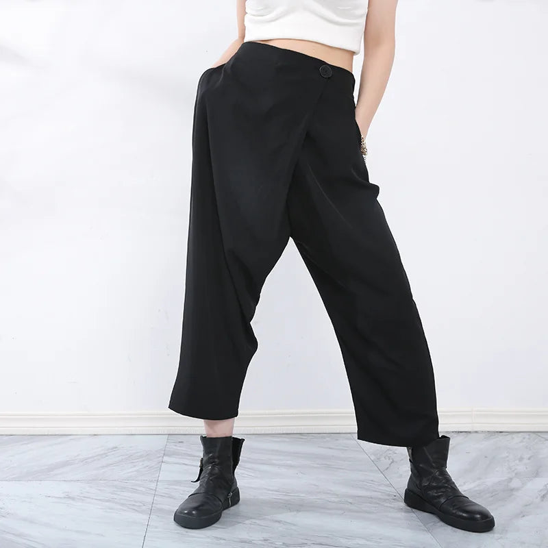 Casual Street Punk Trousers with Overlay-SimpleModerne