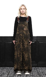 Leopard Print Relaxed Overalls with Pocket Detailing-SimpleModerne