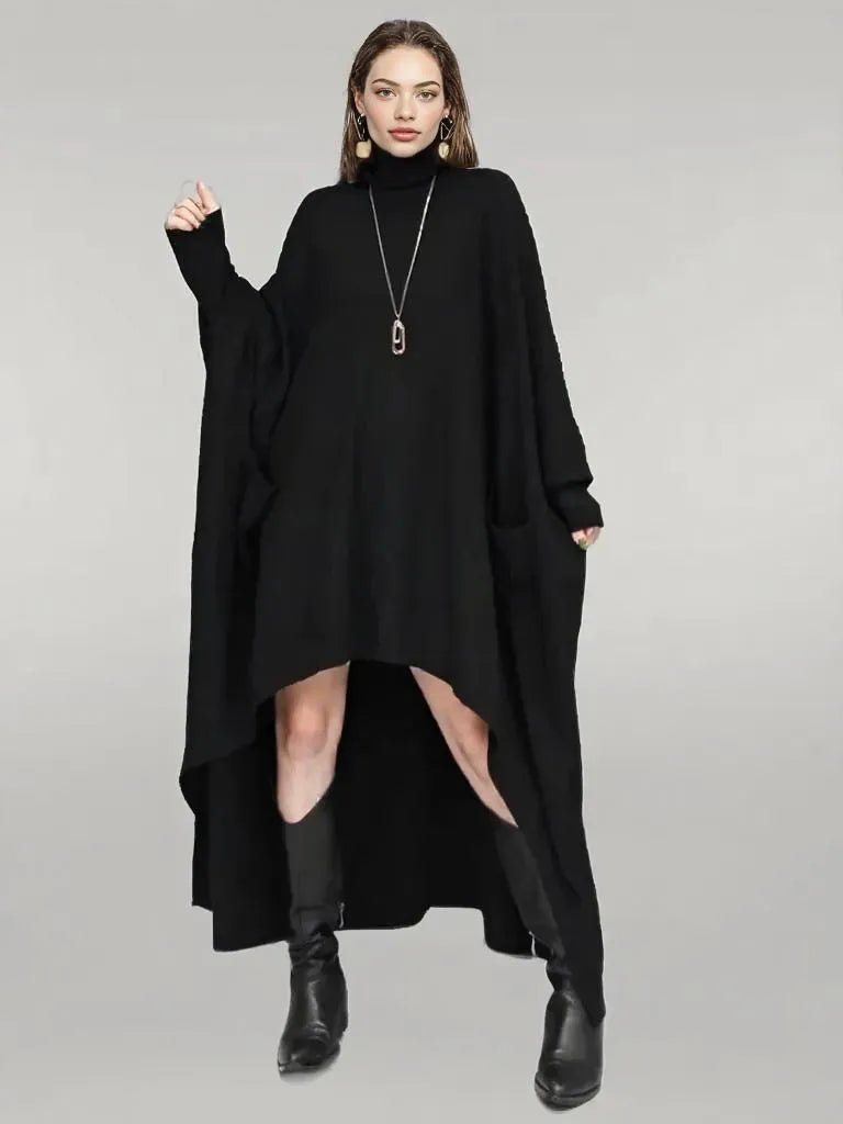 Urban Meets urban Oversized Fit Knitted Pullover Black Dress-SimpleModerne