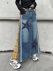 Denim & Textile Patchwork Skirt - 80's Pop-Inspired-SimpleModerne