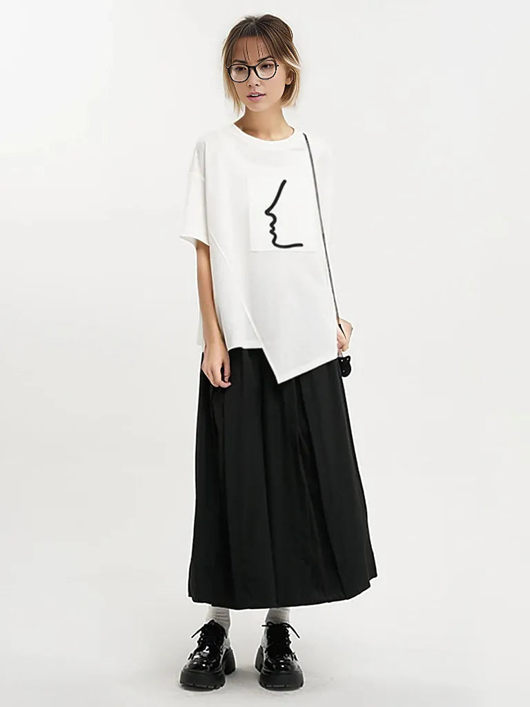 Minimalist Graphic Print Asymmetrical T-Shirt-SimpleModerne