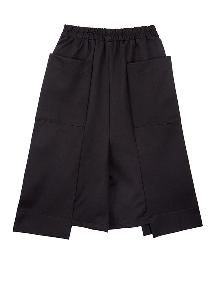 Calf-Length Punk Streetwear Shorts with Pockets-SimpleModerne