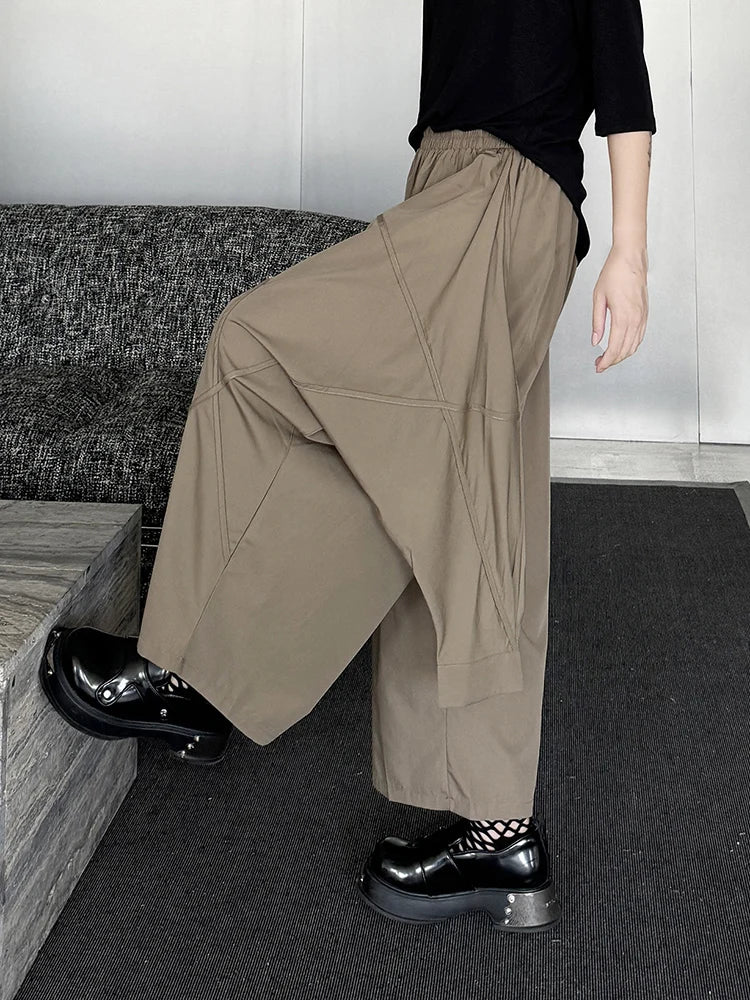 Industrial-Style Khaki Shirt-Sleeve Trousers-SimpleModerne