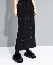 Rhinestone Studded Midi Skirt with Back Split - Elegant, Statement Piece-SimpleModerne