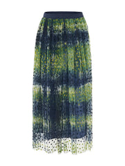 Simple Moderne Gauze High Elastic Waist Blue & Green Skirt-SimpleModerne