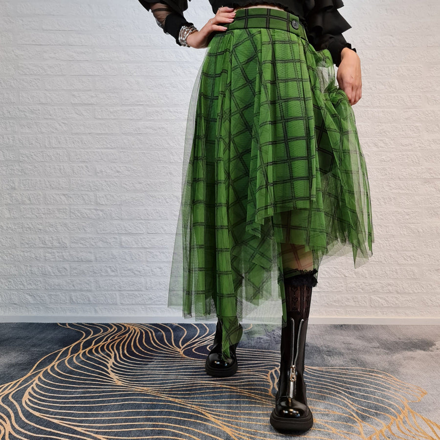 Simple Moderne Layered Tartan Skirt-SimpleModerne