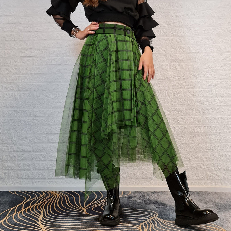 Simple Moderne Layered Tartan Skirt-SimpleModerne