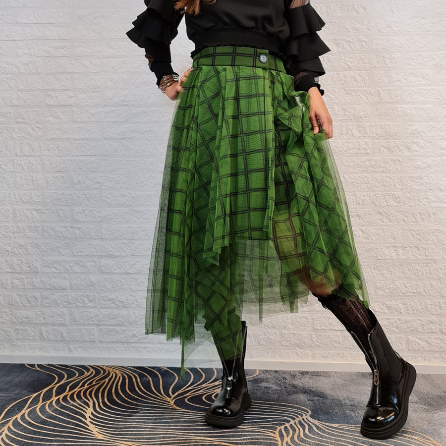 Simple Moderne Layered Tartan Skirt-SimpleModerne