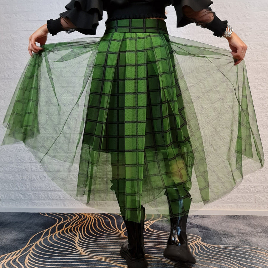 Simple Moderne Layered Tartan Skirt-SimpleModerne