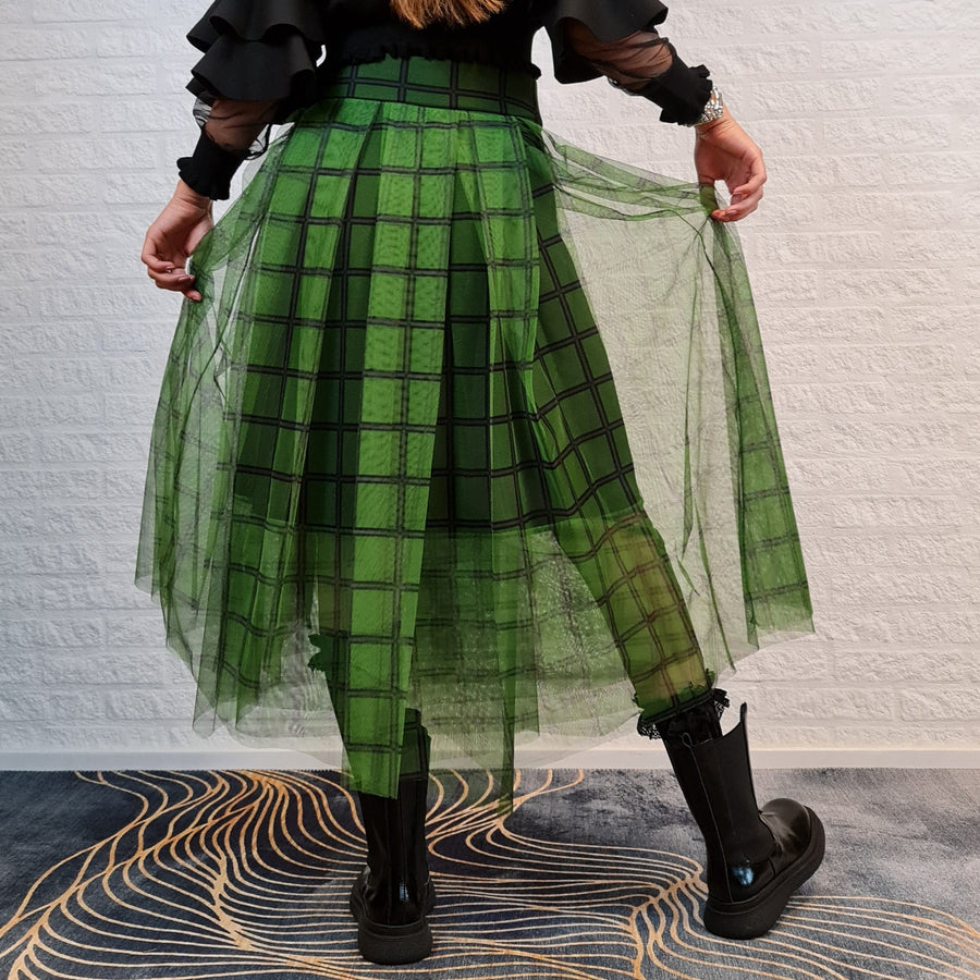 Simple Moderne Layered Tartan Skirt-SimpleModerne