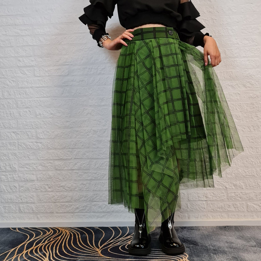 Simple Moderne Layered Tartan Skirt-SimpleModerne