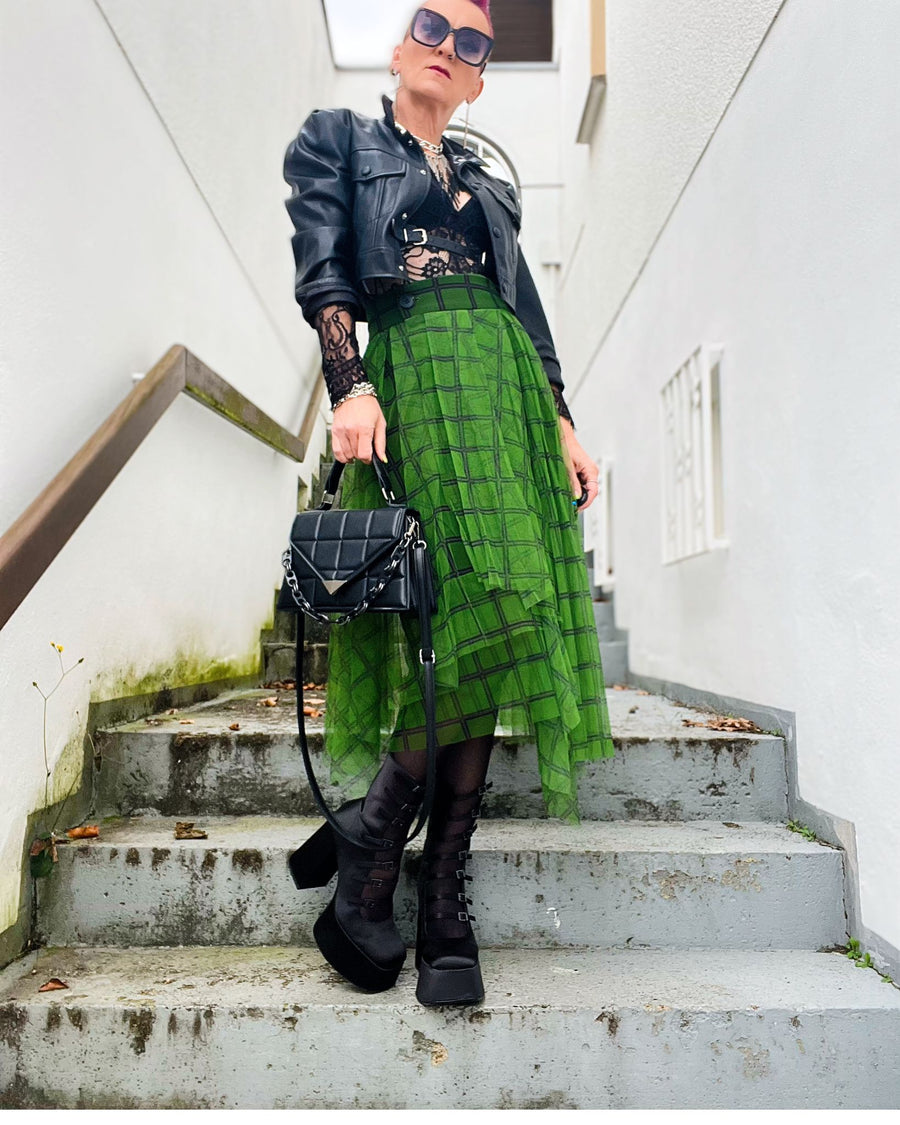 Simple Moderne Layered Tartan Skirt-SimpleModerne