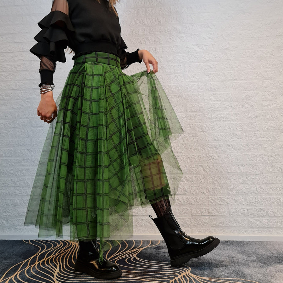 Simple Moderne Layered Tartan Skirt-SimpleModerne