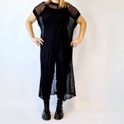 Simple Moderne Maxi Black Net Shirt With Deep Split-SimpleModerne