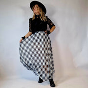 Simple Moderne Maxi Gray Plaid Skirt-SimpleModerne