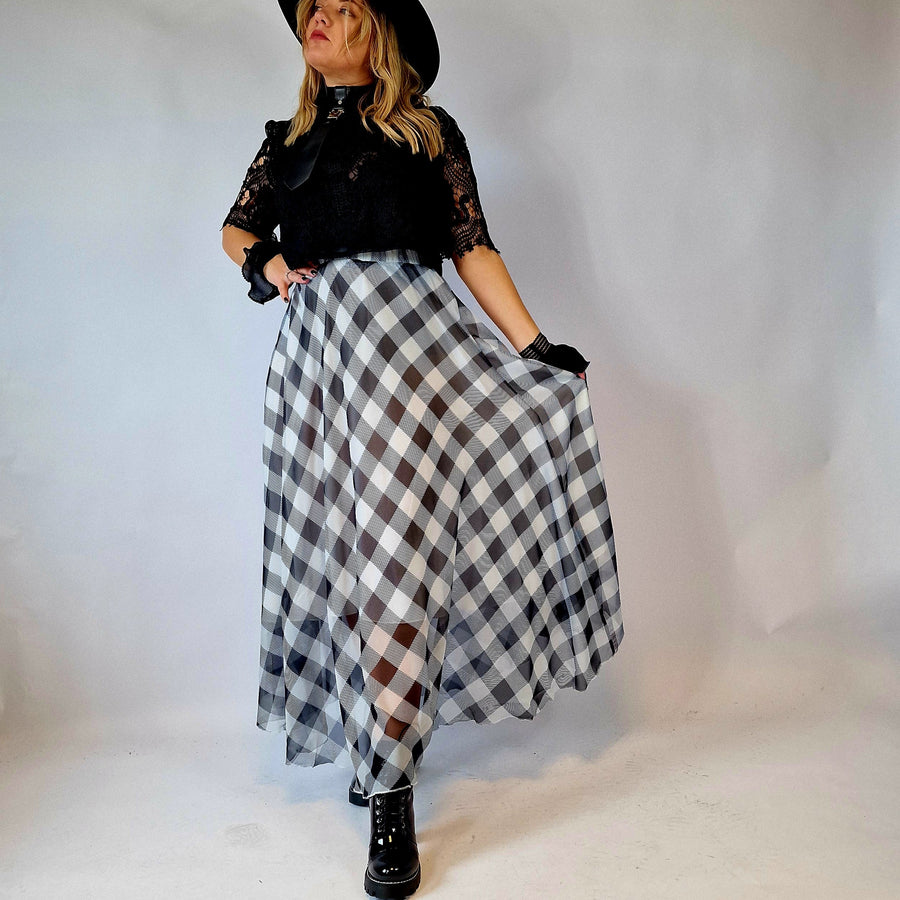 Simple Moderne Maxi Gray Plaid Skirt-SimpleModerne