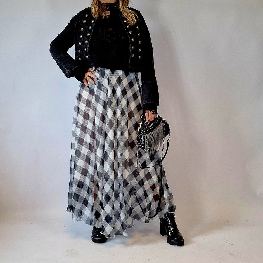 Simple Moderne Maxi Gray Plaid Skirt-SimpleModerne