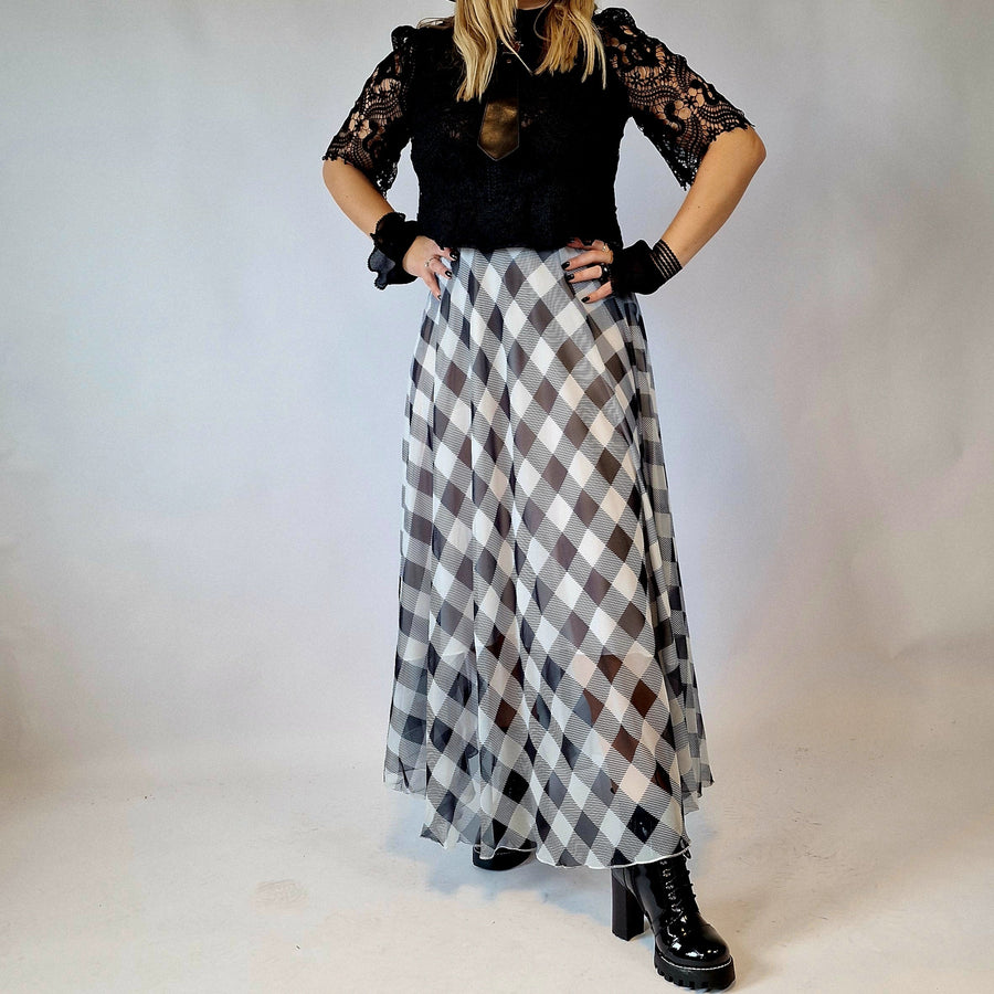 Simple Moderne Maxi Gray Plaid Skirt-SimpleModerne