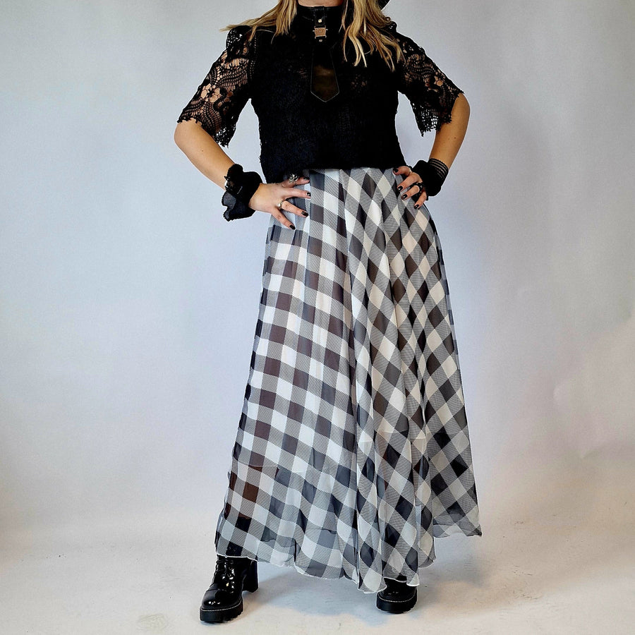 Simple Moderne Maxi Gray Plaid Skirt-SimpleModerne