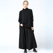 Casual Minimal Goth Wide-Legged Harem Trousers-SimpleModerne