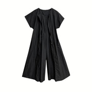 Wide-Leg Black Jumpsuit with Zipper Detail-SimpleModerne