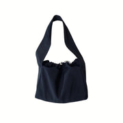 Gothic-Inspired Canvas Shoulder Bag with Drawstring Closure-SimpleModerne