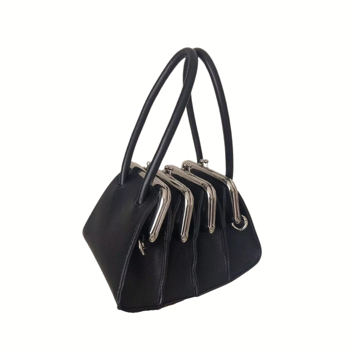 Chic Gothic Multi-Section Coin Bag – Unique Design with Dual Handles-SimpleModerne