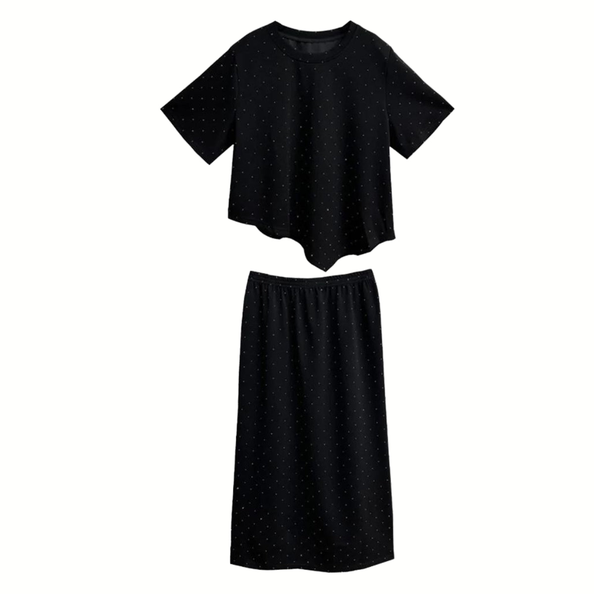 Elegant Rhinestone Embellished Two-Piece Black Skirt Suit-SimpleModerne