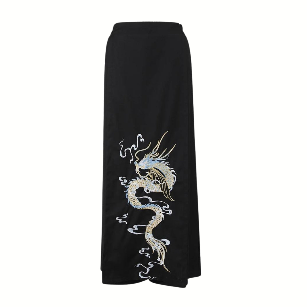 Trendy Trousers with Dragon Print and Stylish Overlay Design-SimpleModerne