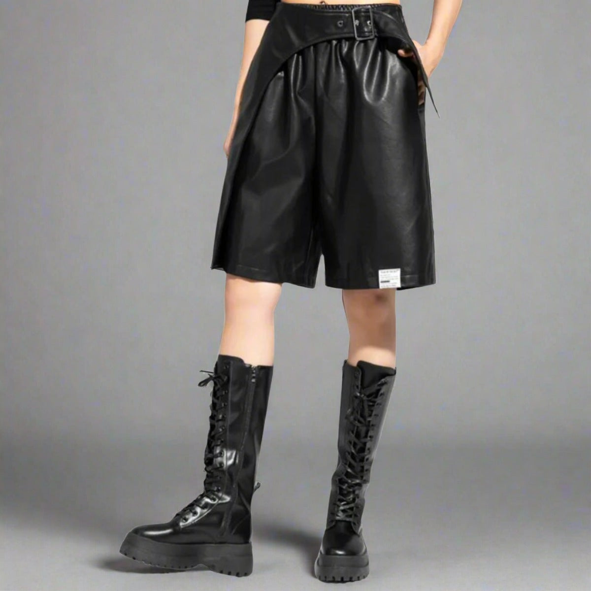Vegan Leather Gothic Shorts-SimpleModerne