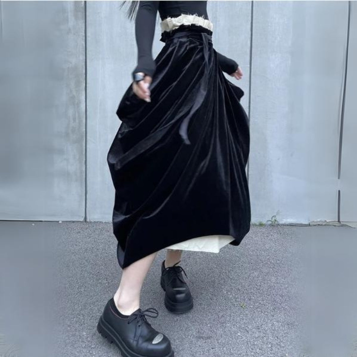 Casual Minimal Goth Irregular Design Layered Skirt-SimpleModerne