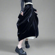 Casual Minimal Goth Irregular Design Layered Skirt-SimpleModerne