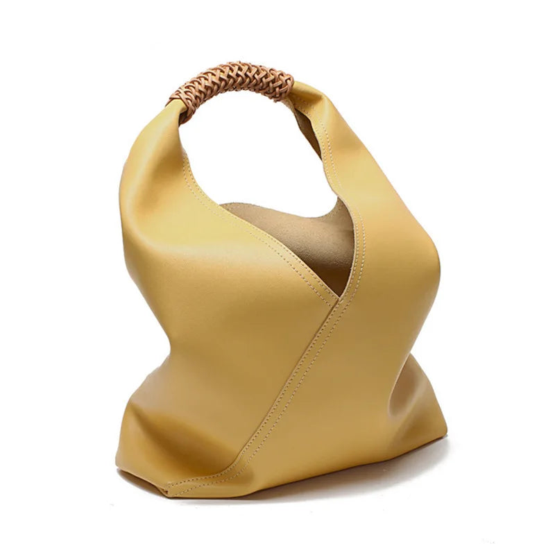 Soft Natural Leather Yellow Shopper-SimpleModerne