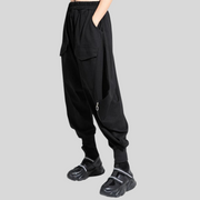 Street Punk Irregular Design Harem Trousers-SimpleModerne