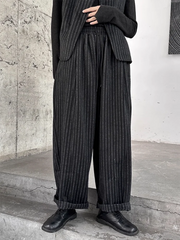 Striped Pattern Long Relaxed Fit Trousers-SimpleModerne