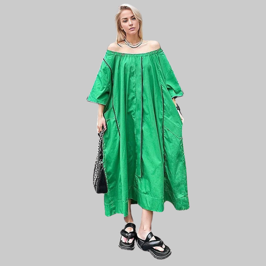 Urban Meets Urban Relaxed Fit Green Dress-SimpleModerne