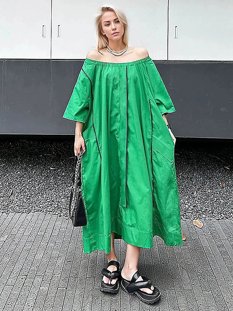 Urban Meets Urban Relaxed Fit Green Dress-SimpleModerne