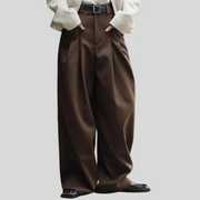 Wide Legged Coffee Trousers-SimpleModerne