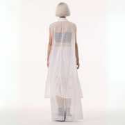 White Net Sleeveless Blouse - Sheer Layered Elegance