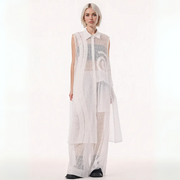 White Net Sleeveless Blouse - Sheer Layered Elegance-SimpleModerne