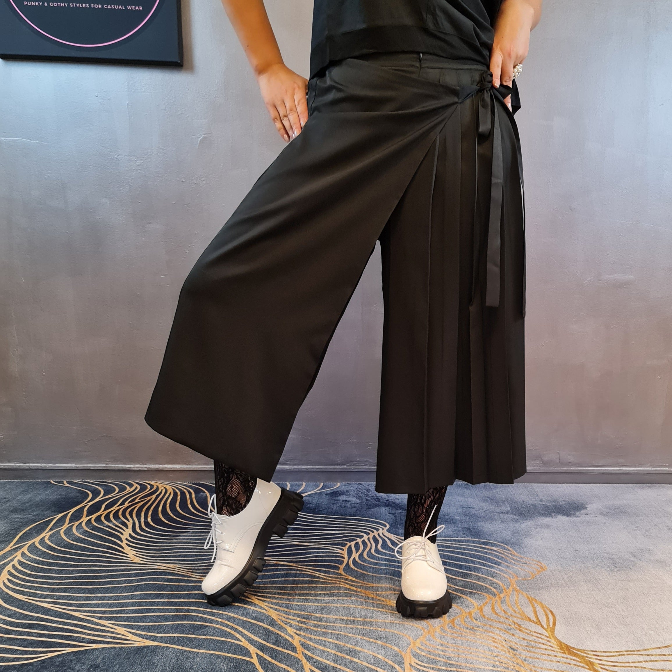 Simple Moderne Casual Punk pantalones capri de pierna ancha