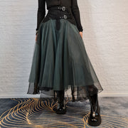 Casual Minimal Goth Rukas Layered Tulle Skirt-SimpleModerne