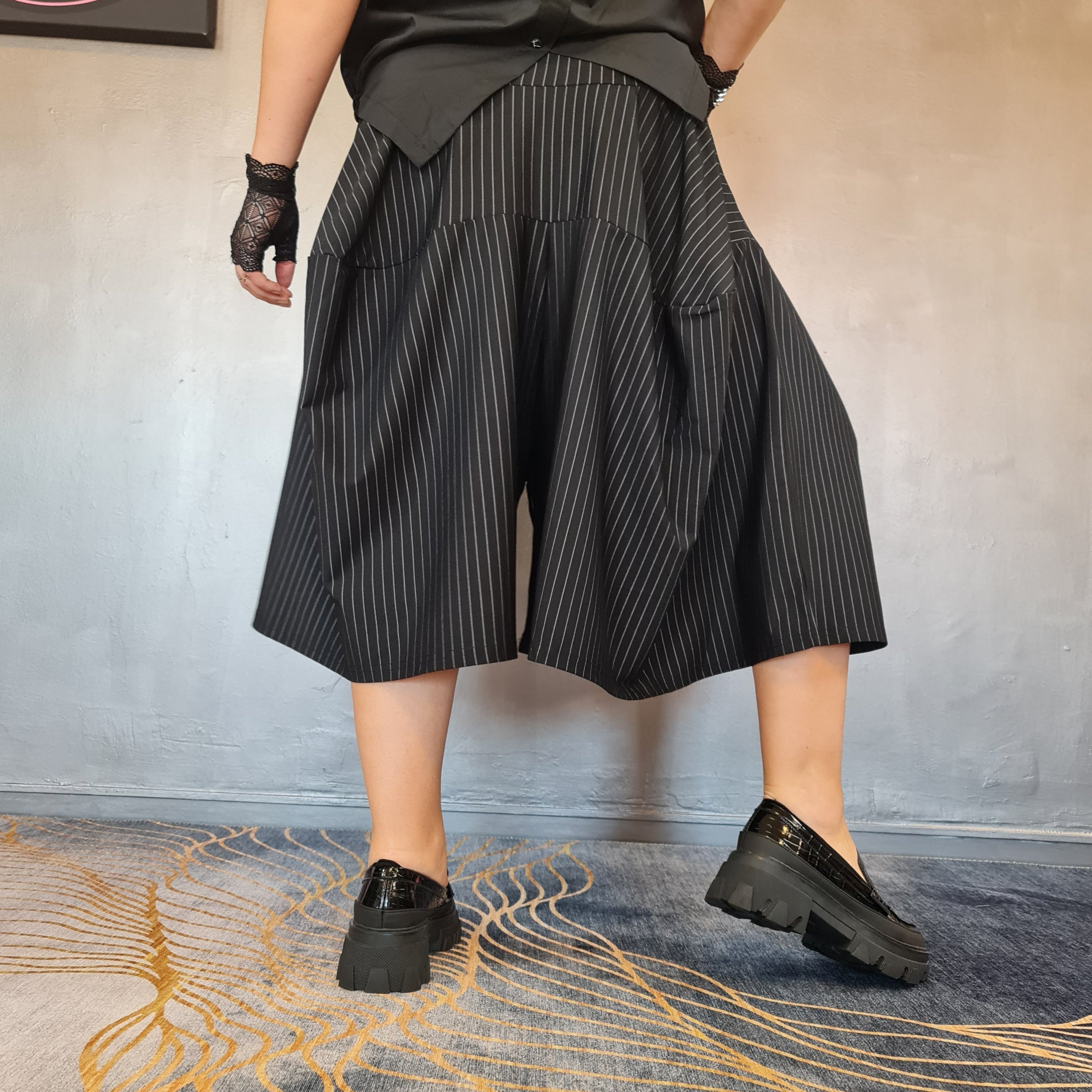 Simple Moderne Casual Punk pantalones capri de pierna ancha