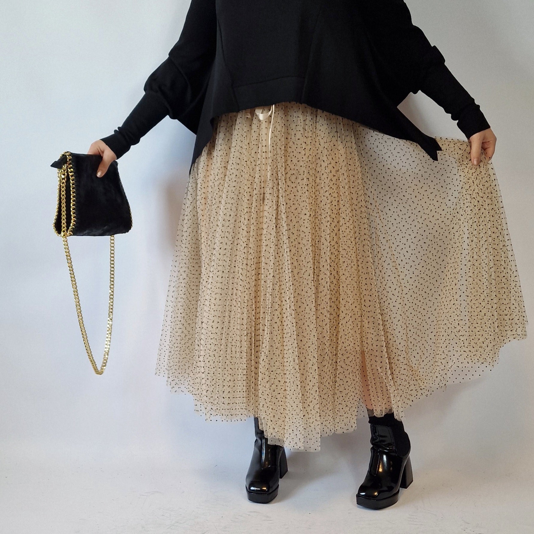 Maxi Beige Tulle Skirt