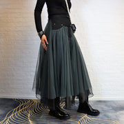 Casual Minimal Goth Rukas Layered Tulle Skirt-SimpleModerne