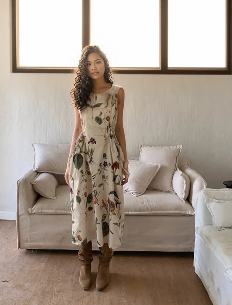 Chic Floral Vintage Print Dress for Effortless Elegance-SimpleModerne